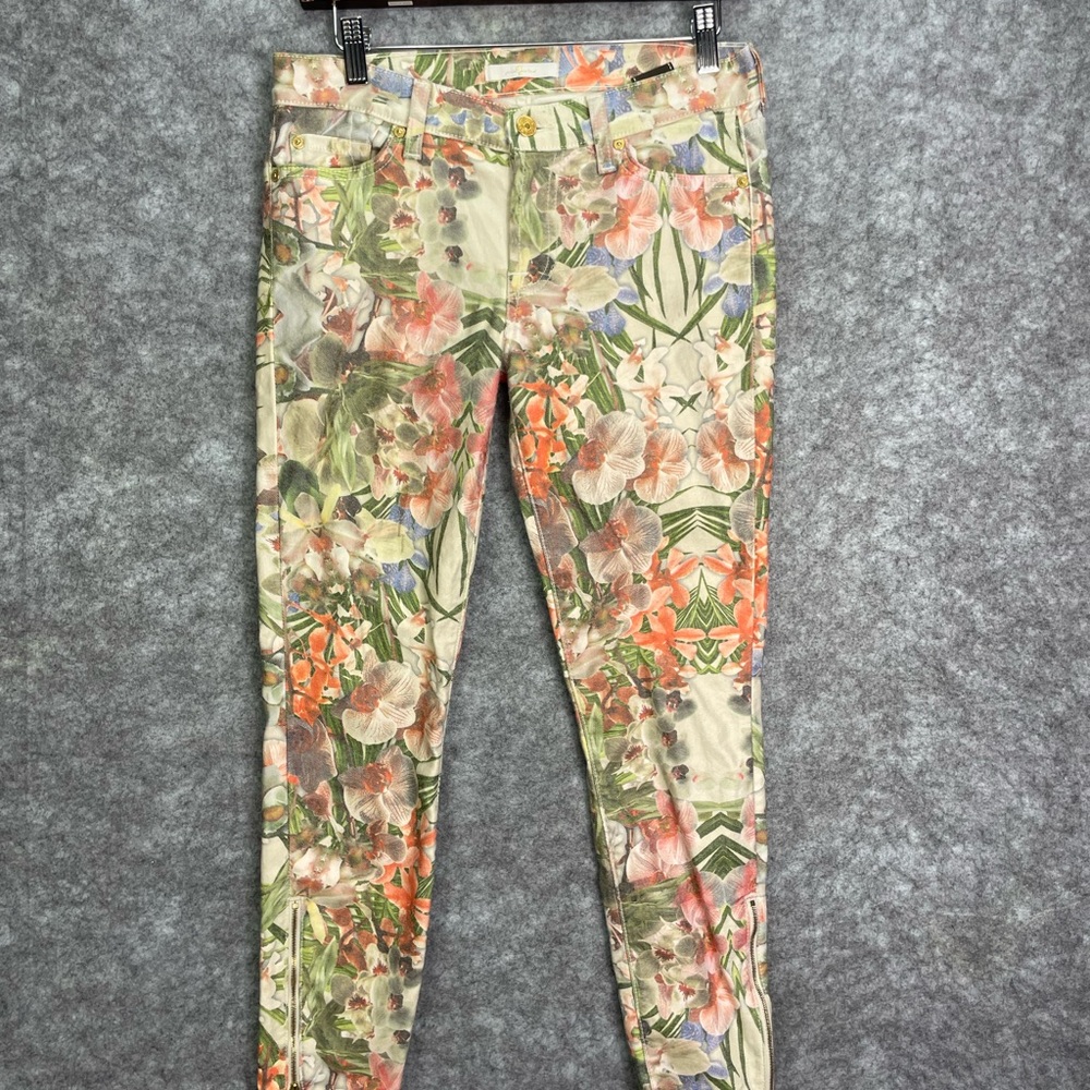 7 For All Mankind Floral Print Ankle Jeans Pants Size 27 Colorful Summer Spring